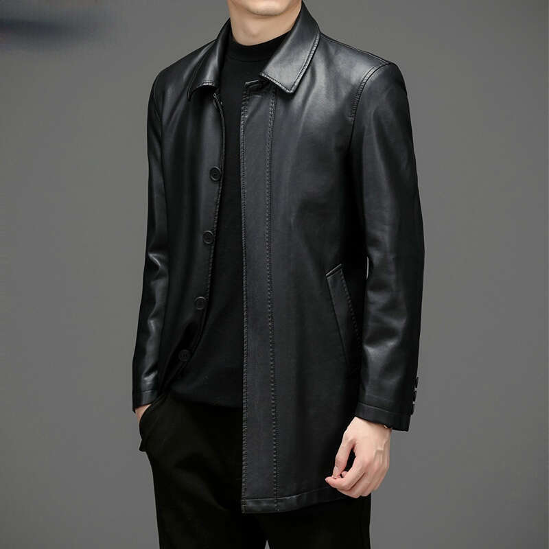 7Xl Genuine Leather Jacket Men's Clothing Midi Long Winter Plush Warm Windbreaker Male Large Size Mens F