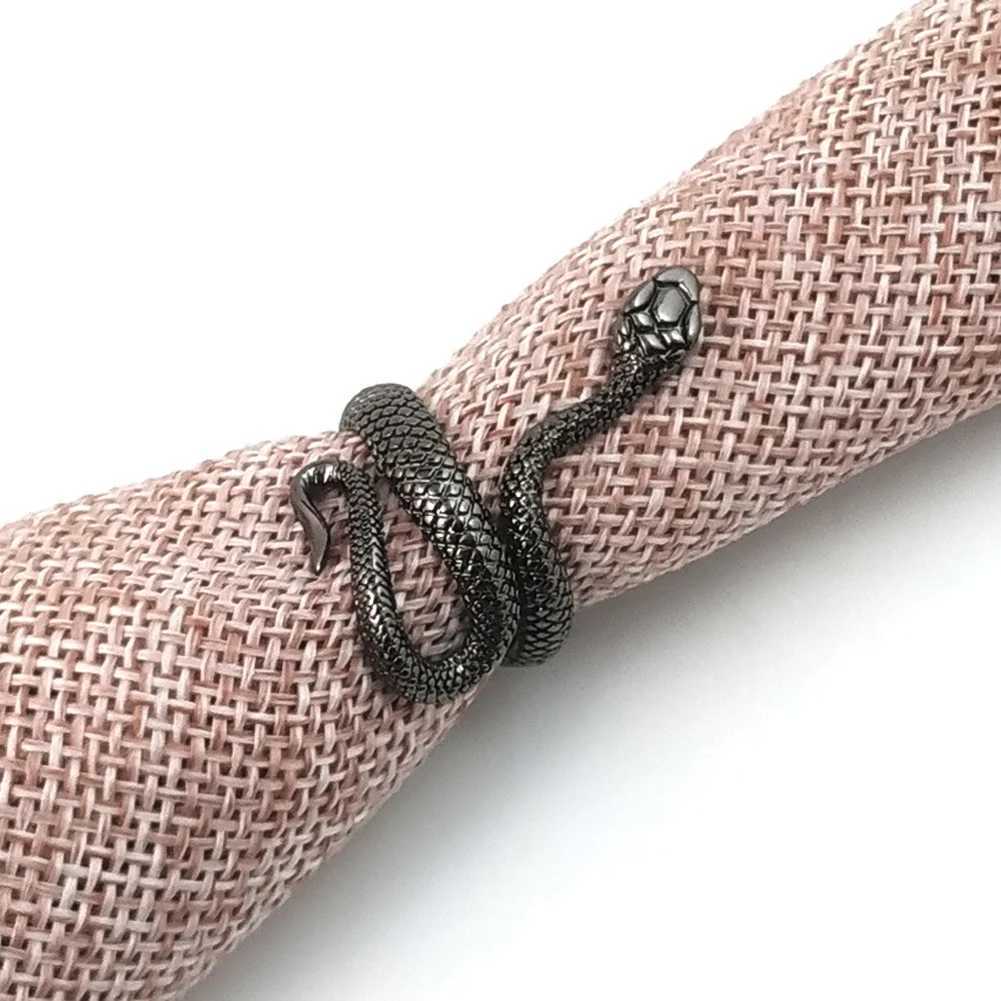 Mens Womens Punk Gothic Snake Ring Exaggerated Black Plating Gothic Adjustable Party Gift Jewelry Womens Jewelry Y241019
