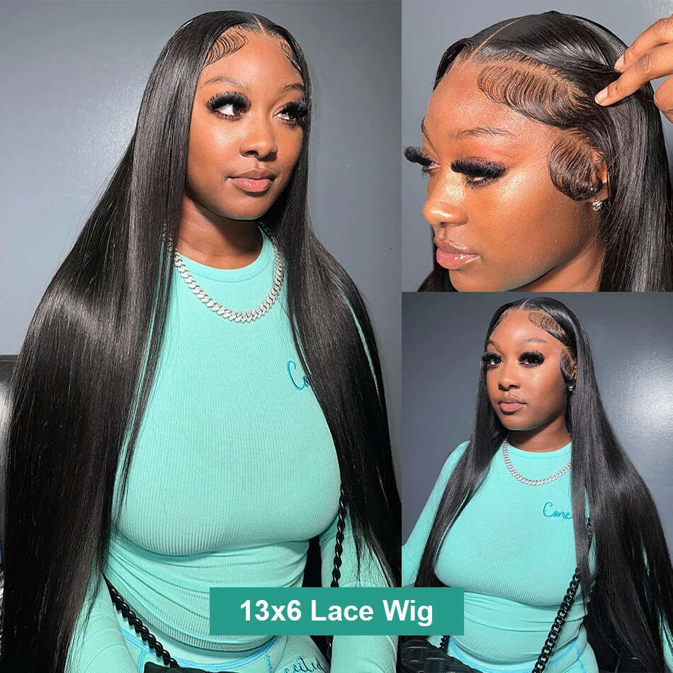 POKER FACE 30 40 Inch Bone Straight 13x4 13x6 Transparent Lace Front Human Hair Wigs Brazilian 250 Density Frontal Wig