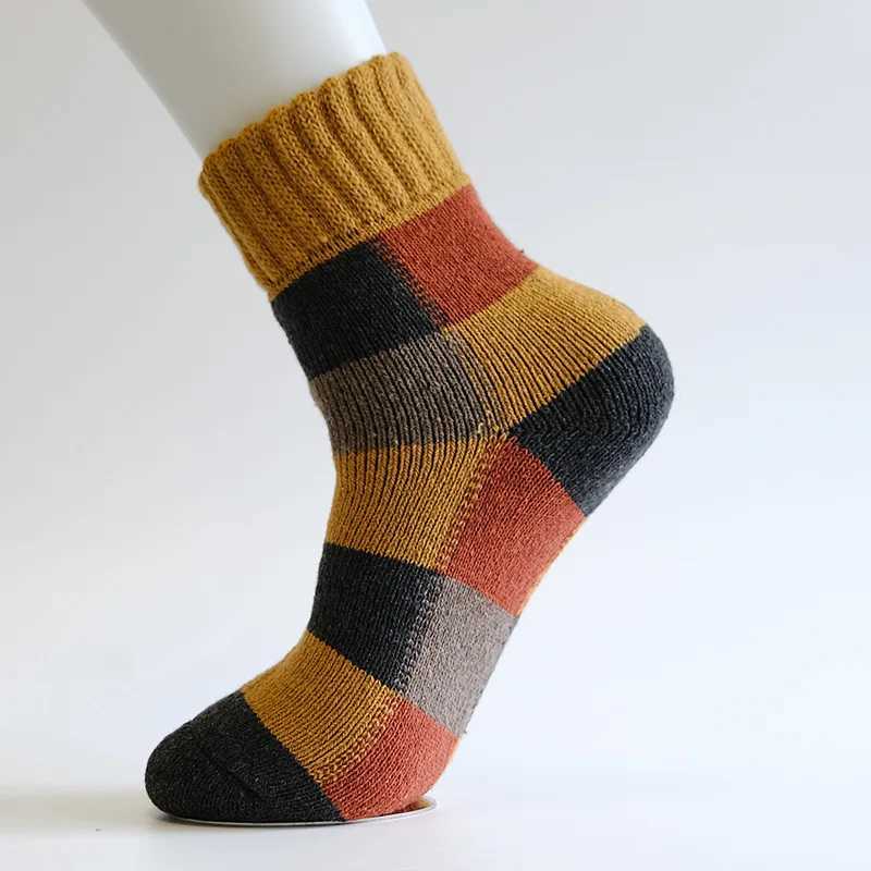 Polar Winter Warm Socks Man Super Thicker Solid Merino Wool Rabbit Heated Happy Socks Men Against Cold Snow Male Sock PairXJ241019