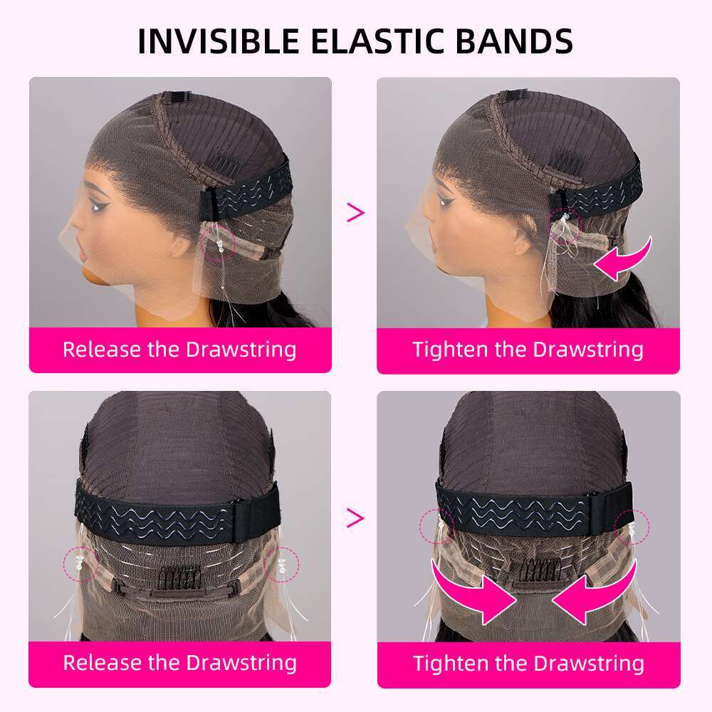 Drawstring Lace Invisi Front Wigs Human Hair Pre Plucked Body Wave HD Transparent Full Frontal Brazilian al