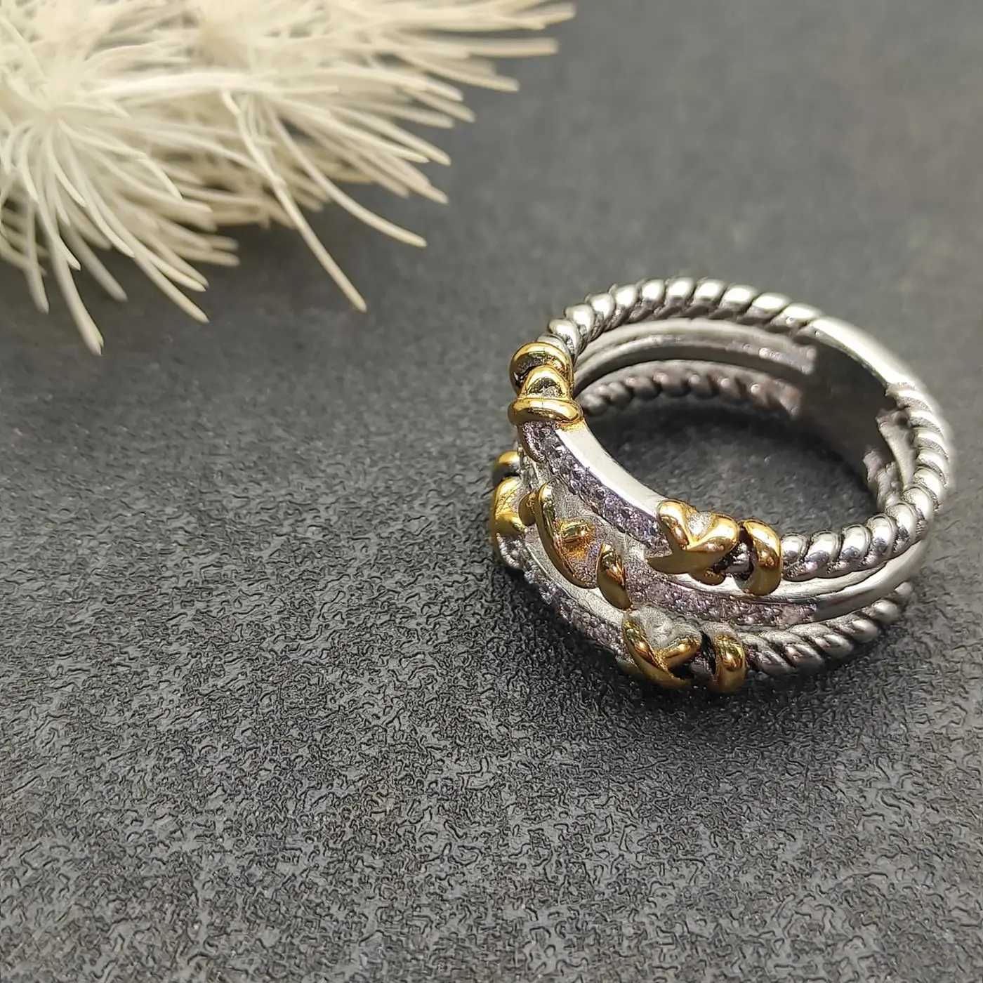 S925 Womens Silver Ring 6-9 Size Luxury Gold Couple Ring Type 7 Fashion Womens Jewelry 2407061517 Y241019