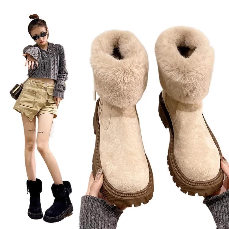 2024 New Anti Slip Designer Boot Khaki Black Outdoor Snow Boots Large Women's Shoes Size 36-42