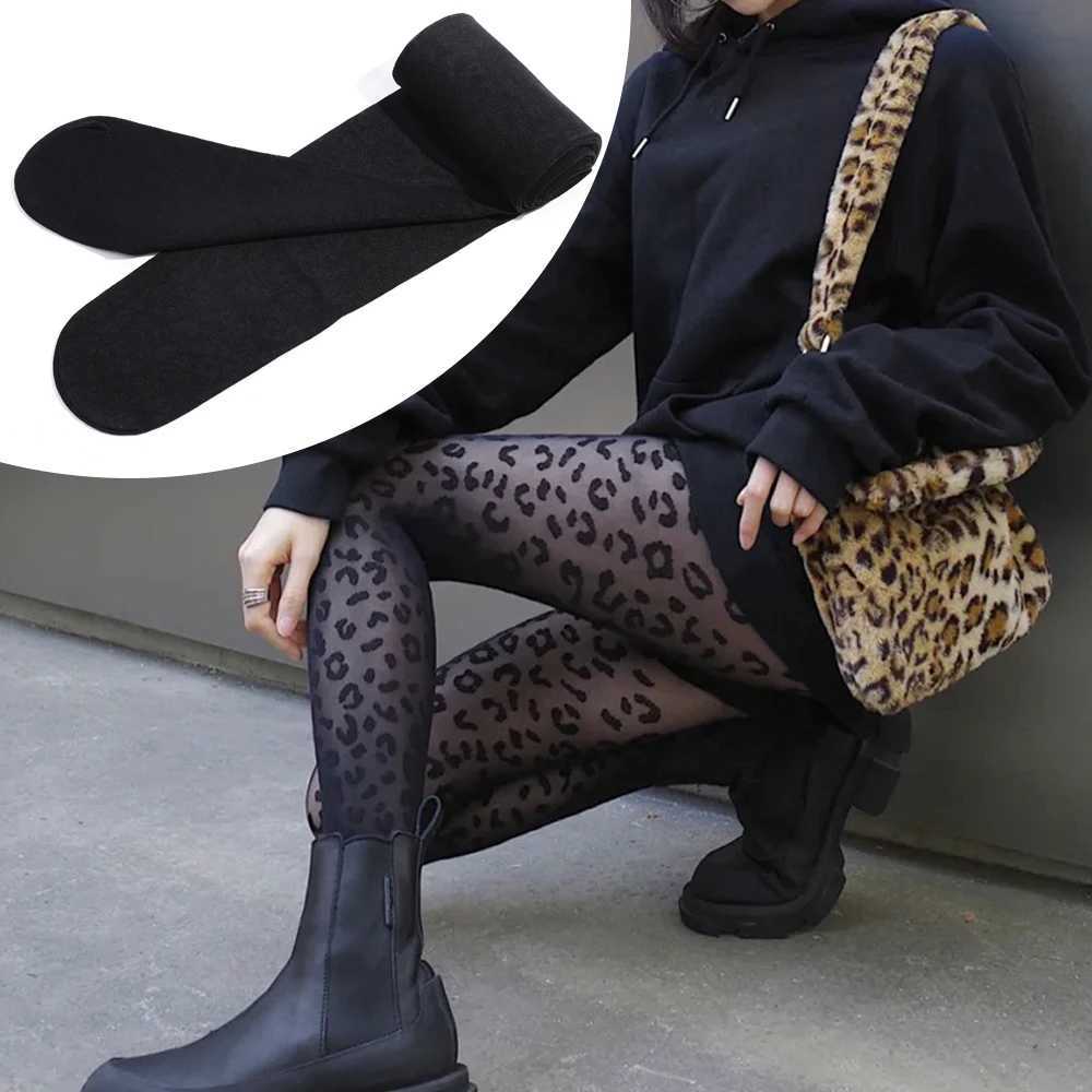 Socks Hosiery Women Sexy Thin Transparent Silky Pantyhose Gothic Black Sexy Vintage Leopard Animal Pattern Shr Tights Seamless Stockings Y2408330SHGE
