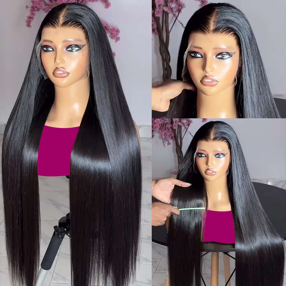 POKER FACE 30 40 Inch Bone Straight 13x4 13x6 Transparent Lace Front Human Hair Wigs Brazilian 250 Density Frontal Wig