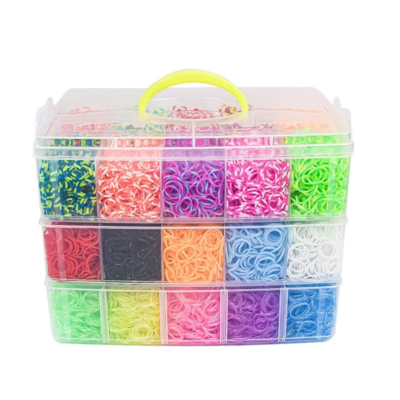 15000 Rainbow Luminous Rubber Band Set Suitable for Childrens Puzzle DIY Hand Woven Rubber Band Luminous Bracelet Weaving Machine 241018