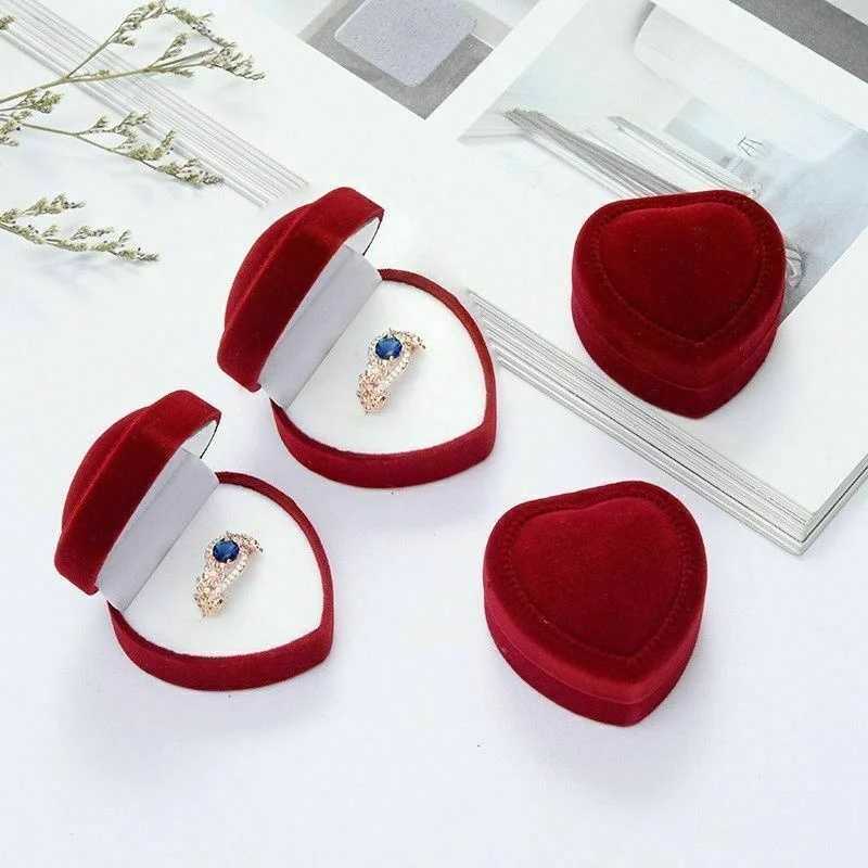 2PCS Red Heart Carrying Mini Cute Ring Box Hot Selling Display Box Jewelry Packaging W241019