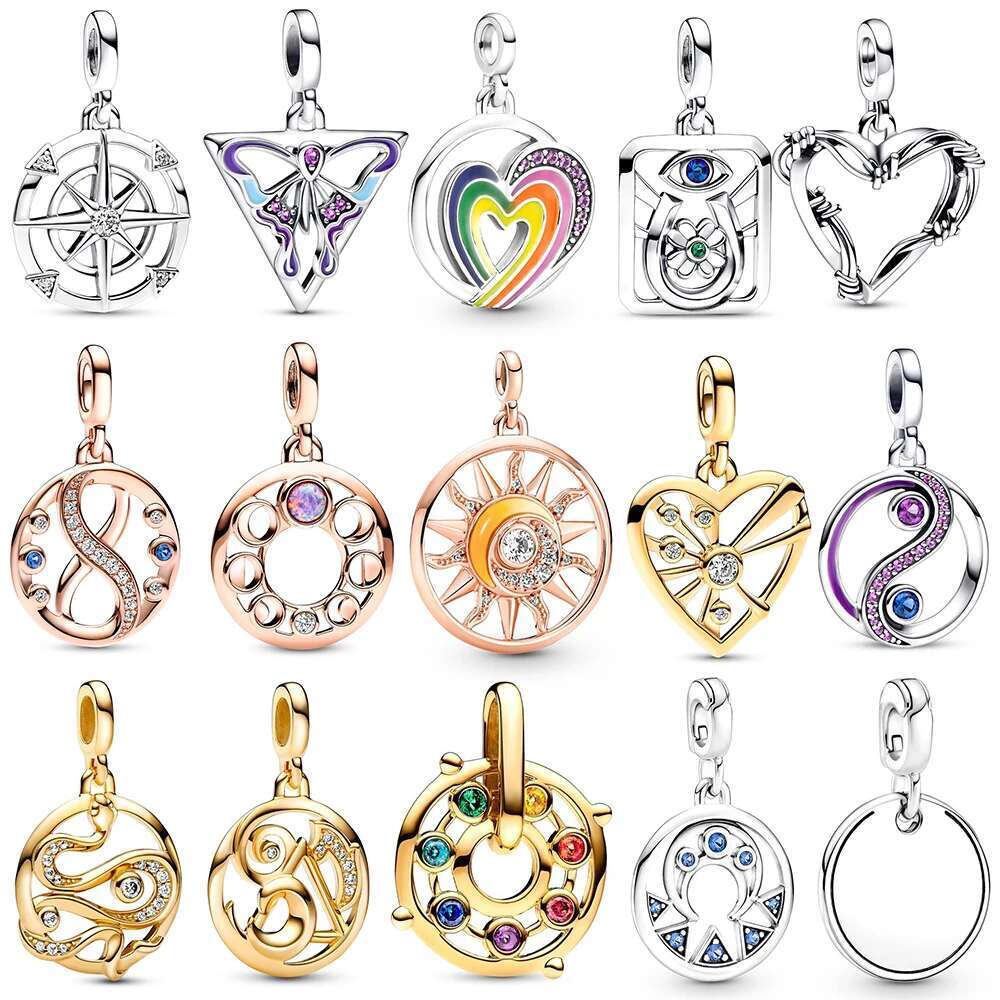 925 Sterling Silver pretty ME Charm Infinity Symbol Wire Heart Butterfly Balance Yin & Yang Elements Snake Medallion