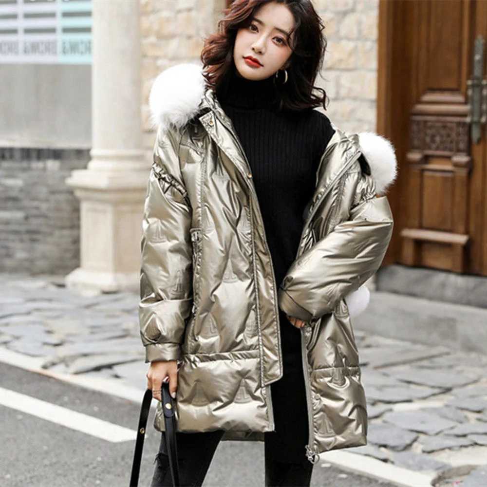Women's Down Parkas Long Hooded Shiny Jacket For Womens Warm Parkas High Qualit Thicken XL-5XL Jackets Women Fashion Winter Coats Y241019FD8T