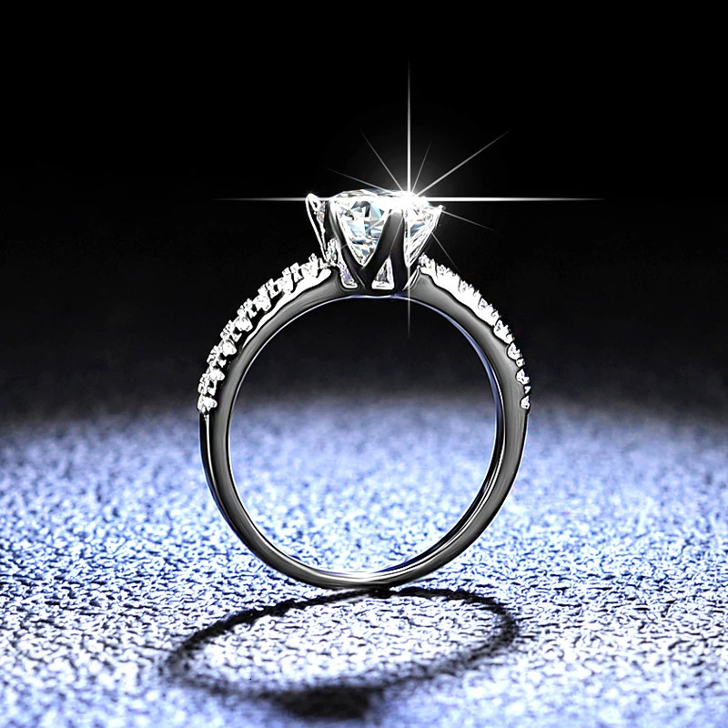 YHAMNI GRA Certified PT950 Platinum Ring Tight 6 Prong 1 Diamond with Side Stones Jewelry for Women 241010