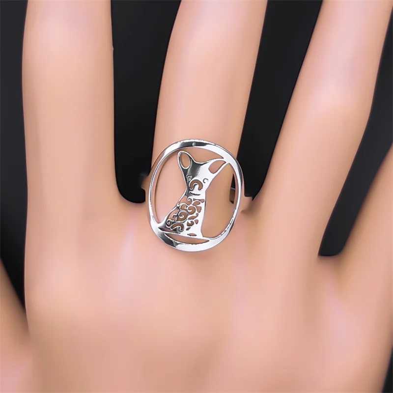 Cute animal Chihuahua dog ring mens stainless steel adjustable finger ring pet lover jewelry gift anillos RS01 Y241019