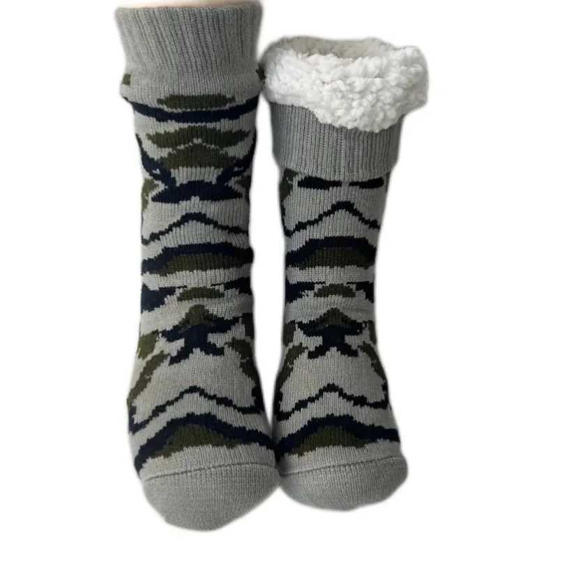 Mens Fuzzy Sock Thermal Winter Warm Soft Non Slip camouflage Fleece Plush Grip Fluffy Sleeping Slipper Sock Male Christmas GiftXJ241019