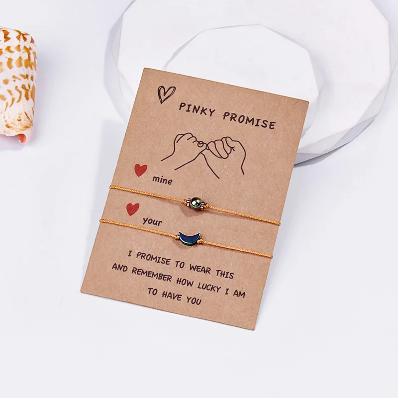Creative Fashionable Moon Bracelet Natural Black Gallstone Woven Telescope Bracelet Couples Friend Leisure Travel Bracelet 241018
