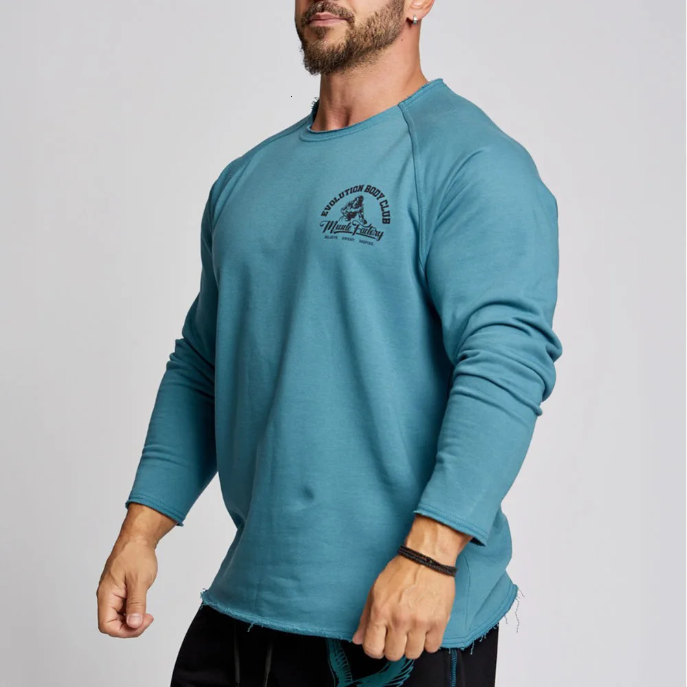 2025 Spring and Autumn Mens Muscle Sports Running Gym Long Sleeve T-shirt High Quality Casual Cotton Gym Exercise Top 241019