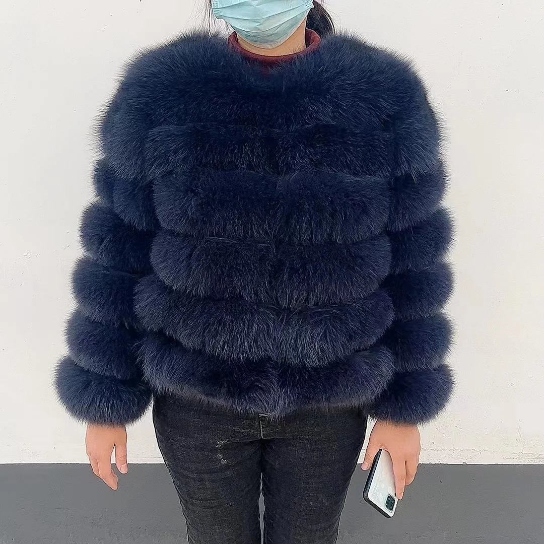 100% natural fur leather jacket fur coat winter jacket womens natural fox fur fashion wholesale of 50cm short jacket 241018