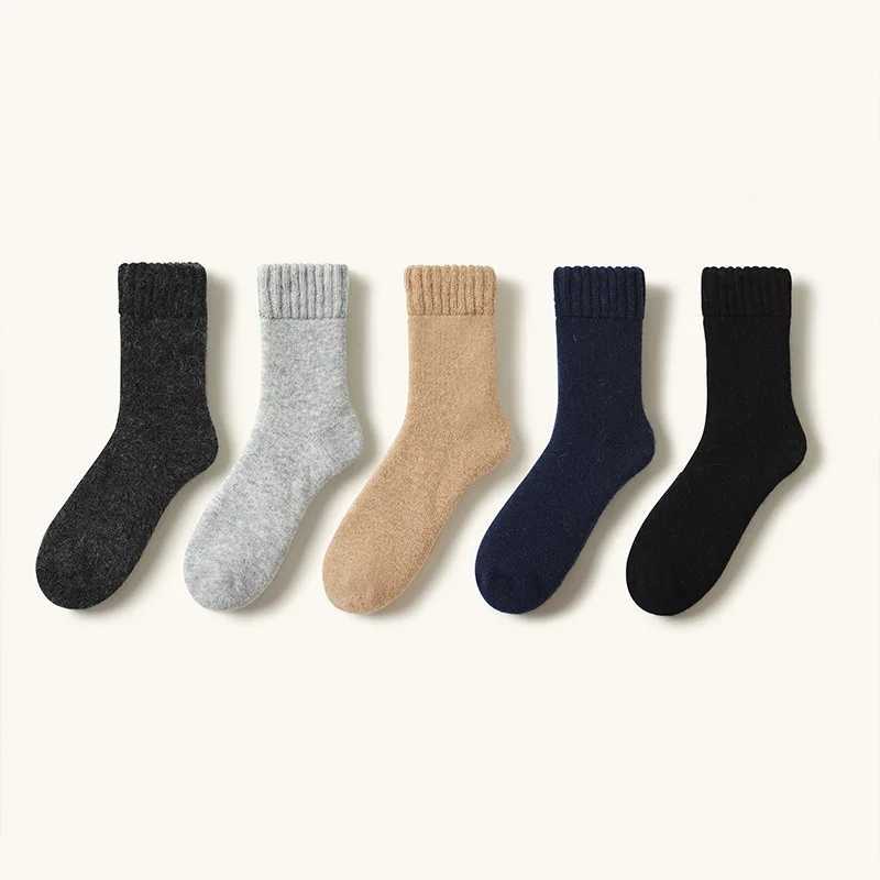 Men Women Wool Socks Couples Solid Winter Snow Chrismas Gift Thermal Angora Rabbit Wool Thickened Fleece Terry Loop socksXJ241019