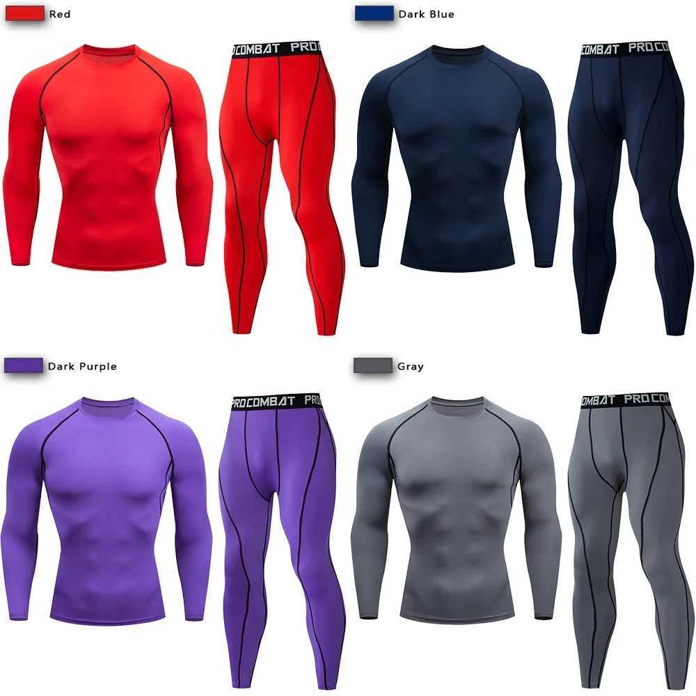 2 pieces of mens compression sportswear gym tight fitting exercise yoga set exercise jogging fitness suit sports pants W241018