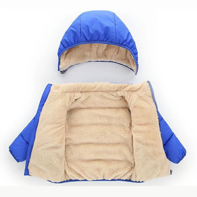 Baby Children Coats Winter Thick Jackets For Boys Warm Plush Thicken Outerwear Girls Fur Hooded Jacket Kids Clothes Snowsuit 241018