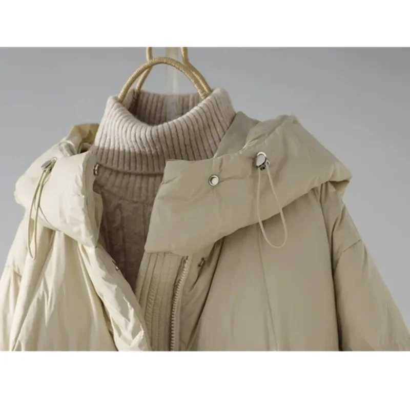 jacket women winter 2024 new Korean loose thick warm hooded padded clothes Mid-Length coat female slim overcoatX241019