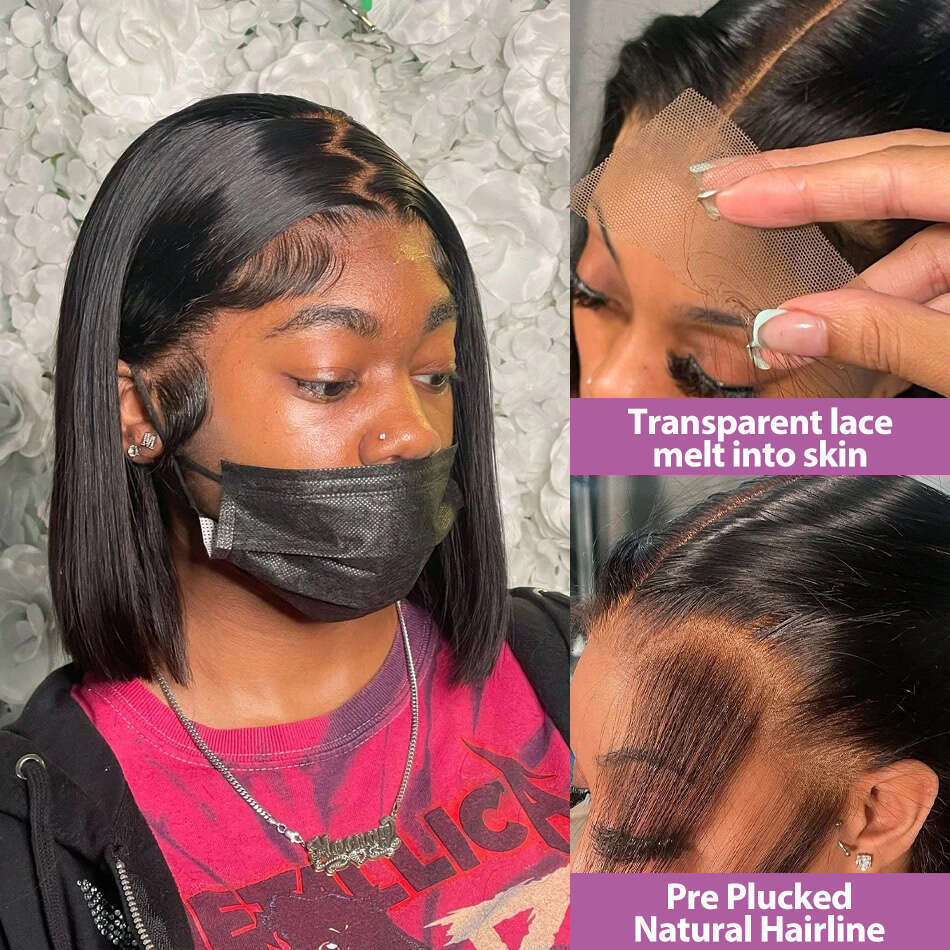 Short Bob Wigs Bone Strsaight 13x4 13x6 HD Front Human Hair For Women 250% Brazilian 5x5 Lace Closure Wig Pre Plucked