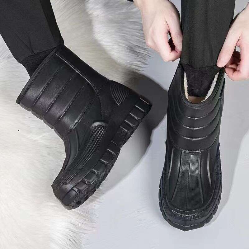 Extra Thick Winter Snow Boots Men Waterproof And Thickened Fishing Shoes With Integrated Fleece And Thickened Sole Rain Boots For Warmth Cotton Shoes 