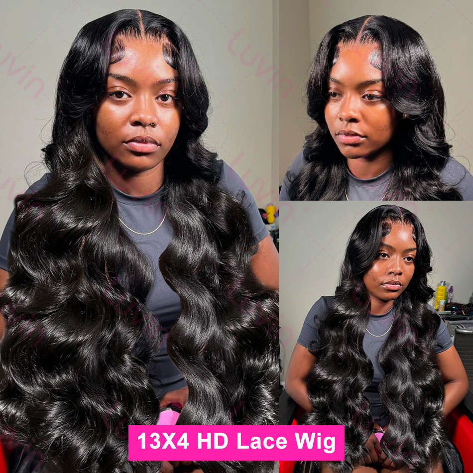 250% 30 Inch Body 13x6 HD Transparent Front Human Hair Wigs Brazilian Remy Water Wave 13x4 Lace Frontal Wig For Women