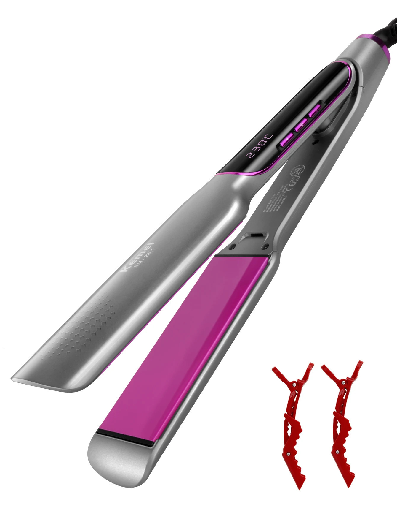 KEMEI professional straightener with LCD display screen flat iron negative ion infrared straightener womens iron hair care 241018