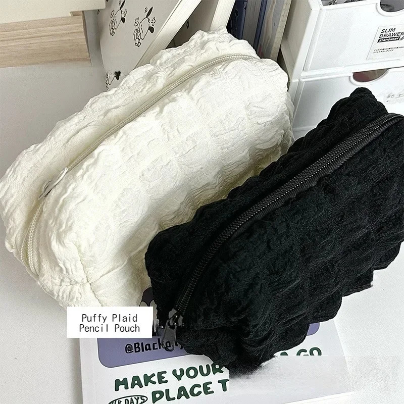 1PC Cosmetic Bag Makeup Pouch Solid Color Pencil Case Creative Pillow School Supplies Stationery Box Organizer 241019 zhanyishengli