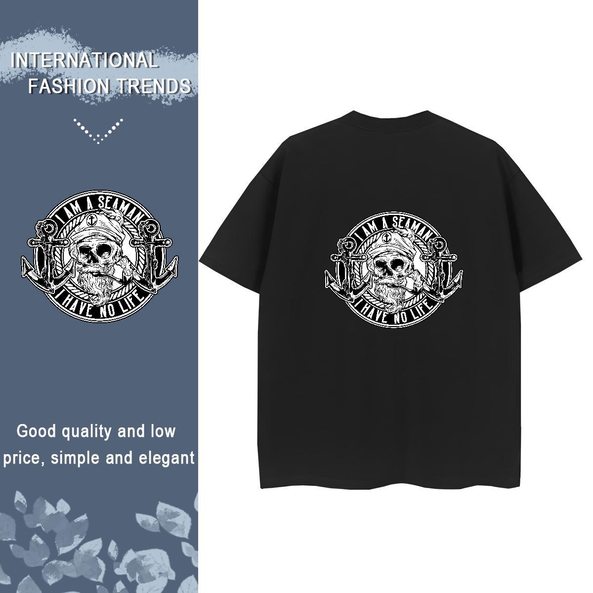 DIY Women T Shirts 100% Cotton 230g O Neck Short Sleeves Home Outdoor skull Tshirt for Man Woman 5A Plus Size Custom Top Shirts