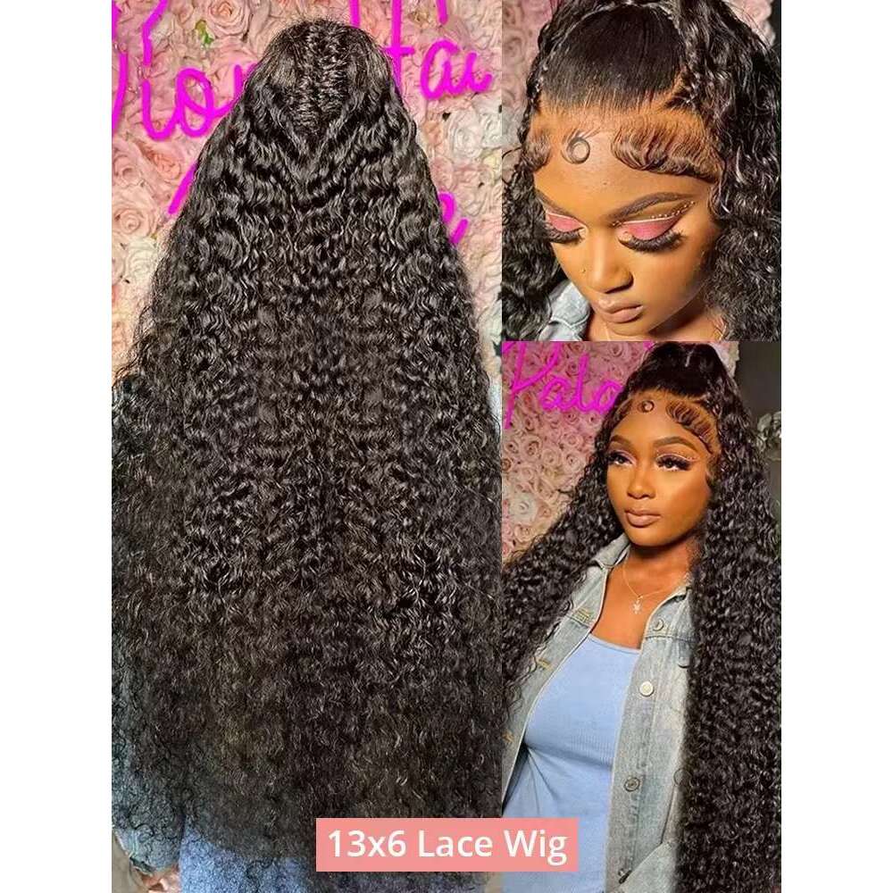 Wigs Density Curly HD Lace Wig X Human Hair Transparent Frontal Deep Water Wave For Women Inch