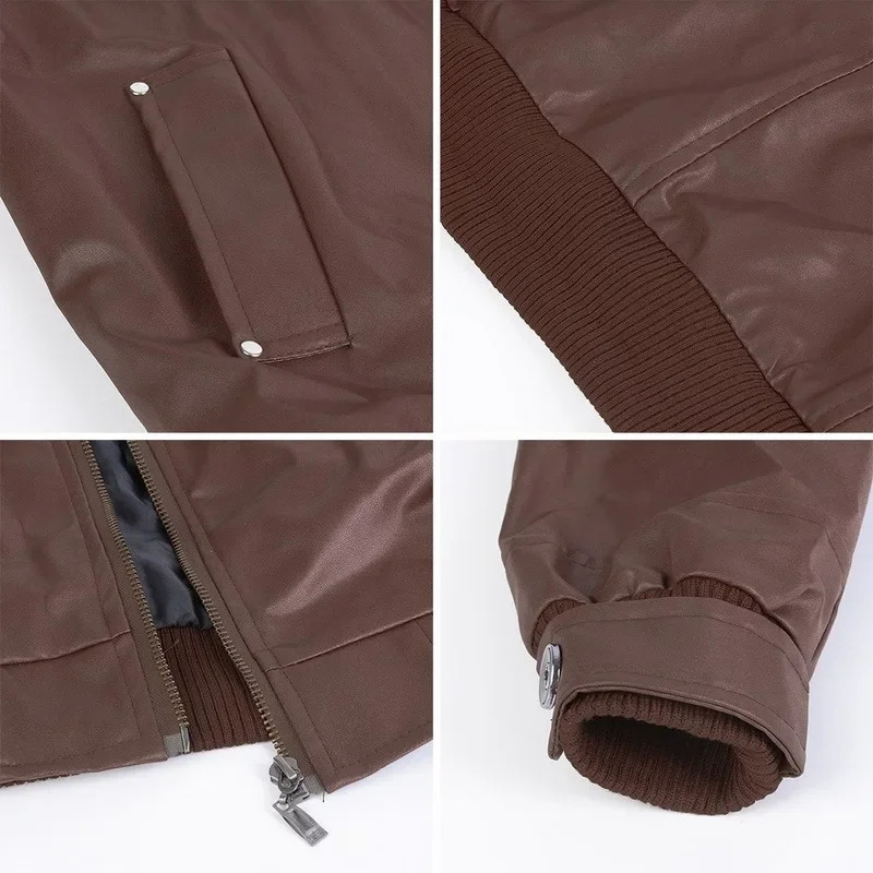 Autumn mens Pu leather fitness jacket fashionable mens suede casual jacket clothing size S-5XL 2 color soft and warm 241007