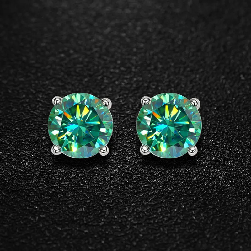 KNOBSPIN D Colored Silica Earrings S925 Pure Silver Plated 18k White Gold Earrings Suitable for Women and Mens Sparkling Exquisite Jewelry 241018