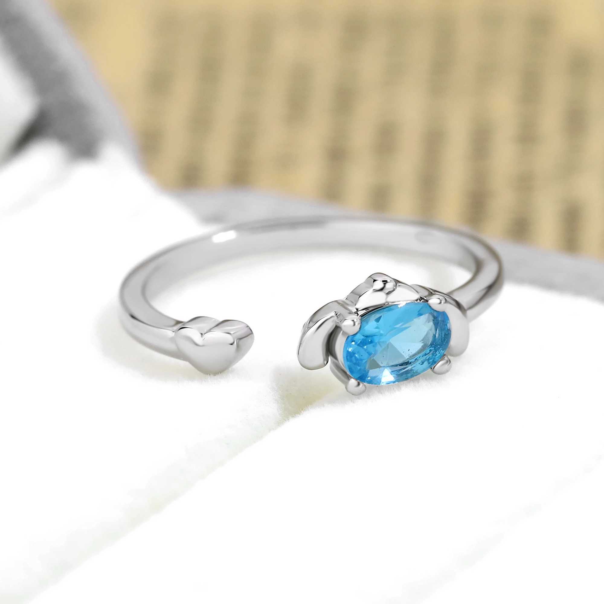 Y2K Punk Fun Animal Dog Cat Ring Bow Cartoon Puppy Cute Finger Adjustable Opening Ring Y241019