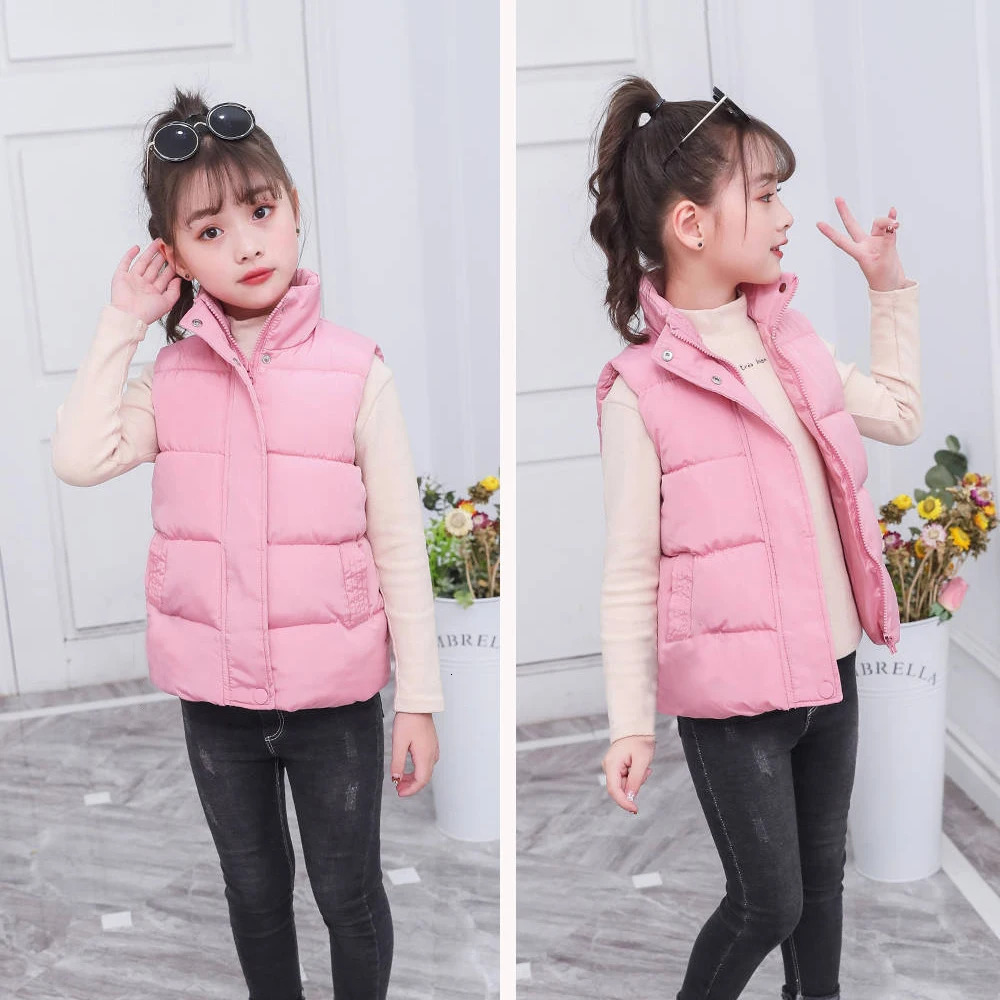 Childrens Winter Solid Color Vest for Boys and Girls Wearing Vests Big Kids Baby Warm Sleeveless 241018
