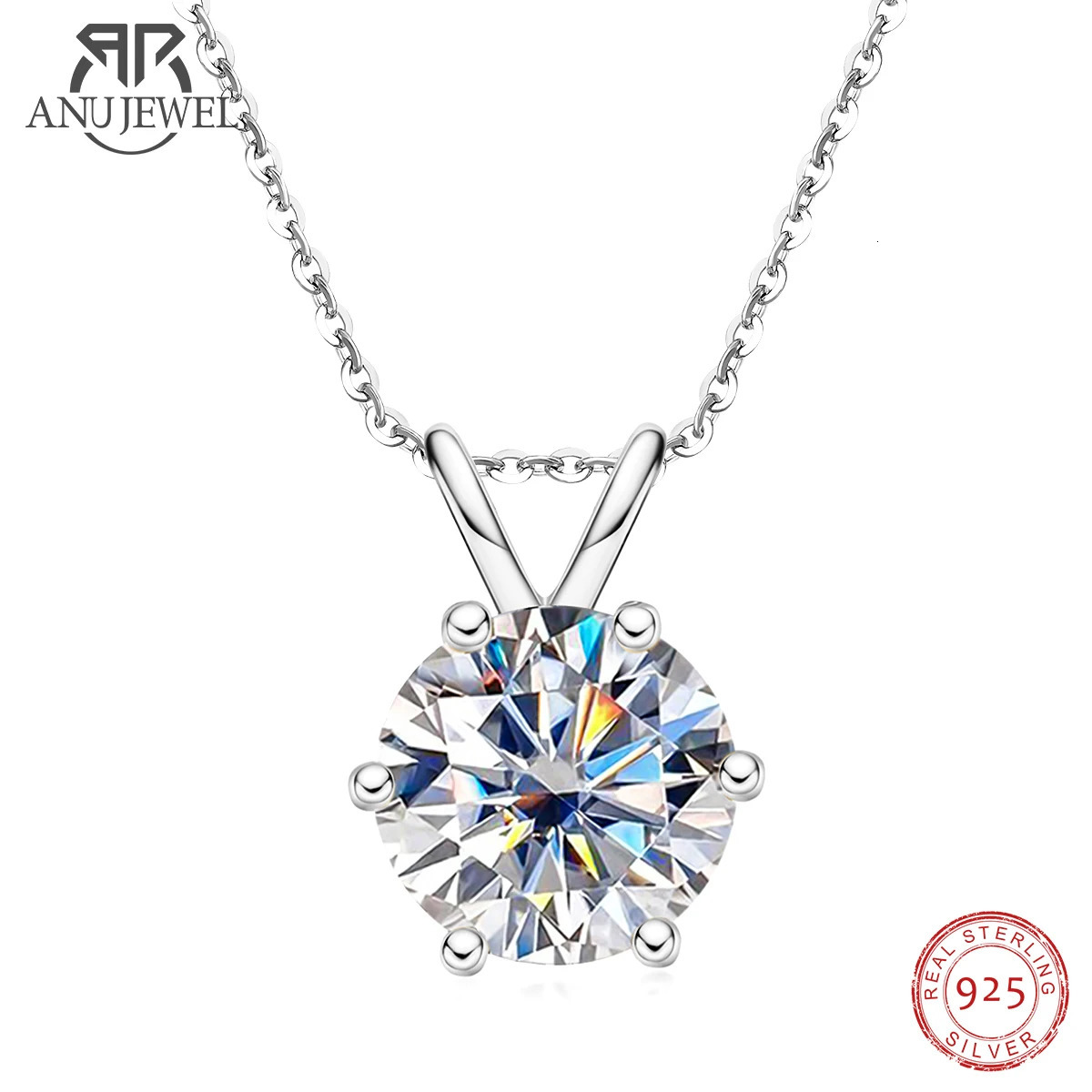 AnuJewel 1ct 3ct 5ct D Color Diamond Top Quality 18K Gold Plated Pendant Necklace Exquisite Jewelry Gift Wholesale 241018