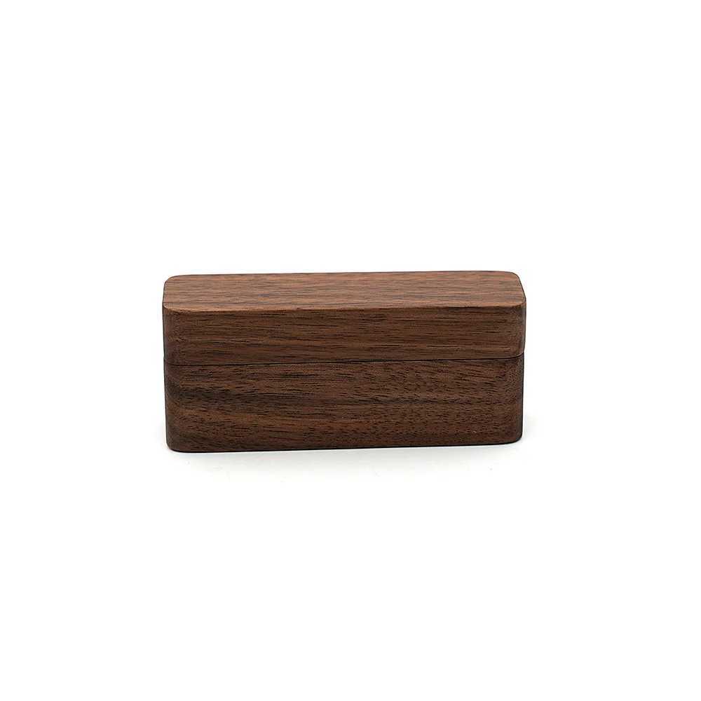 Vintage Walnut Wedding Ring Box Necklace Earring Storage Box Gift Display Packaging Small Jewelry Organizer W241019