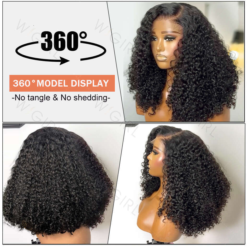 250 Density 13X4 HD Transparent Curly Short Bob Wear And Go Human Hair Wigs Deep Wave 13X6 Lace Frontal 5X5 Glueless Closure Wig