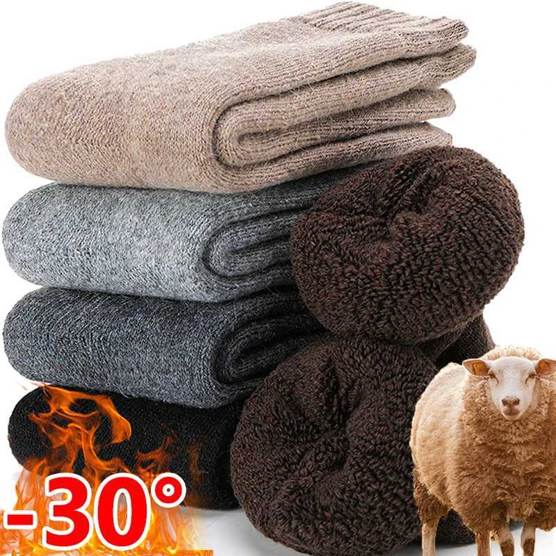Men Merino Wool Sock Super Thick Thermal Hiking Winter Warm Boot Heavy Soft Cozy Socks for Cold Weather Plush Boots Tube SocksXJ241019