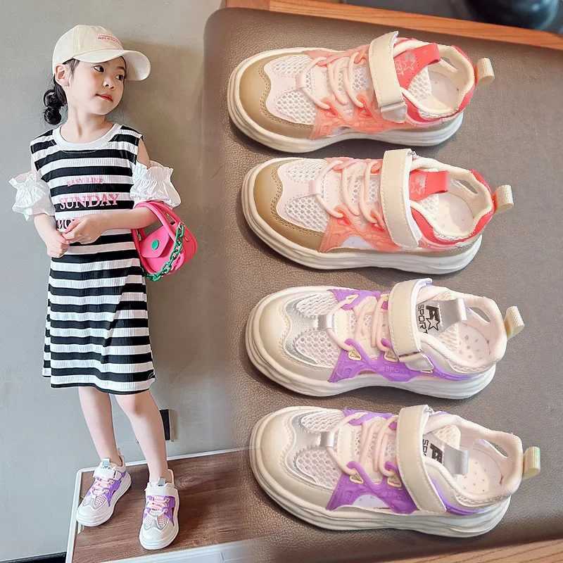 Athletic Outdoor Childrens Mesh Breathable Sneakers 2024 Tennis Kids Hollow Out Sandals Boys Mixed Color Casual Sports Shoes Girls Spring Autumn H2410