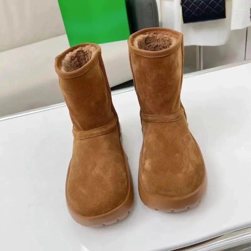 Boots Women's Thickened Warm Plush Snow Thick Sole Non-Slip Winter Cotton Shoes Womens Boots Outdoor Comfortable Round Toe Ankle