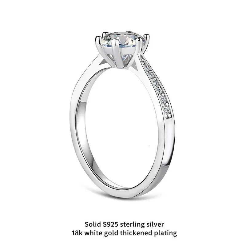 1ct 1.5ct 2ct Womens Wedding Ring Pure Silver Round Shining Diamond Card Engagement Ring Gift 241007