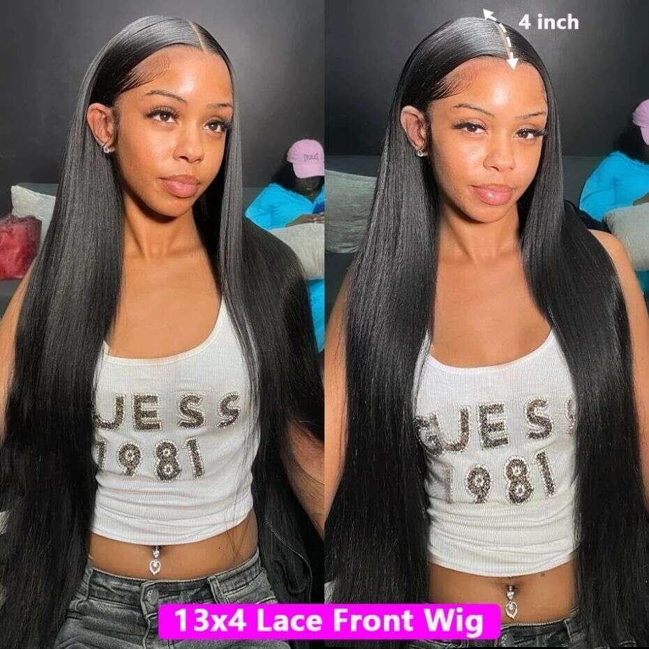 Bone Straight Brazilian x Transparent Lace Front Human Hair Wigs Inch Pre Plucked For Women Closure Wig