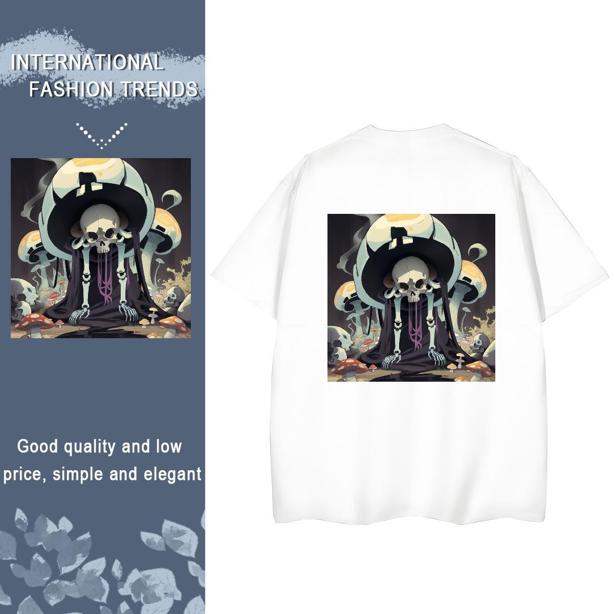 New Arrival T shirt 230g 100% Cotton Breathable Crew Neck Outdoor skull Unisex Tshirts Lady Oversized L-4XL Tops Shirt
