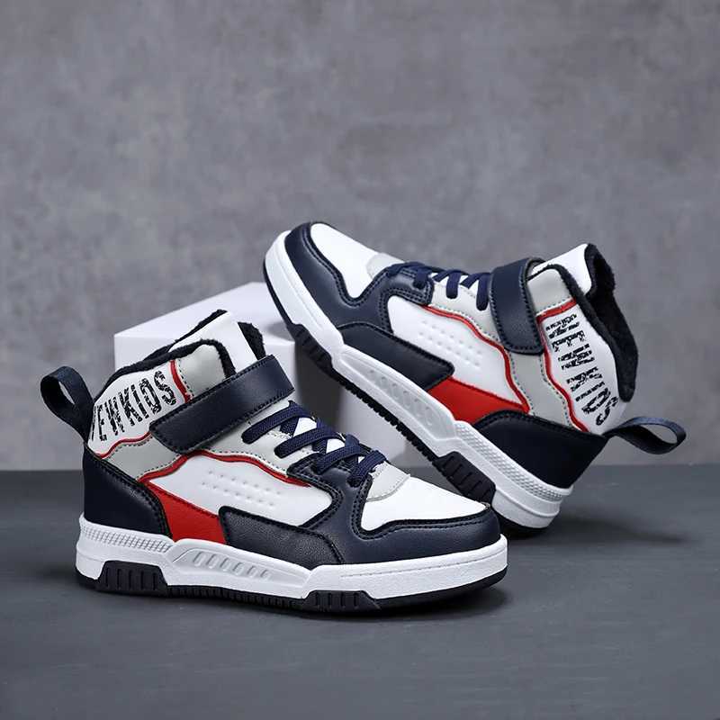 Athletic Outdoor Winter anti slip and warm childrens shoes fashionable and casual high top board shoes H241019