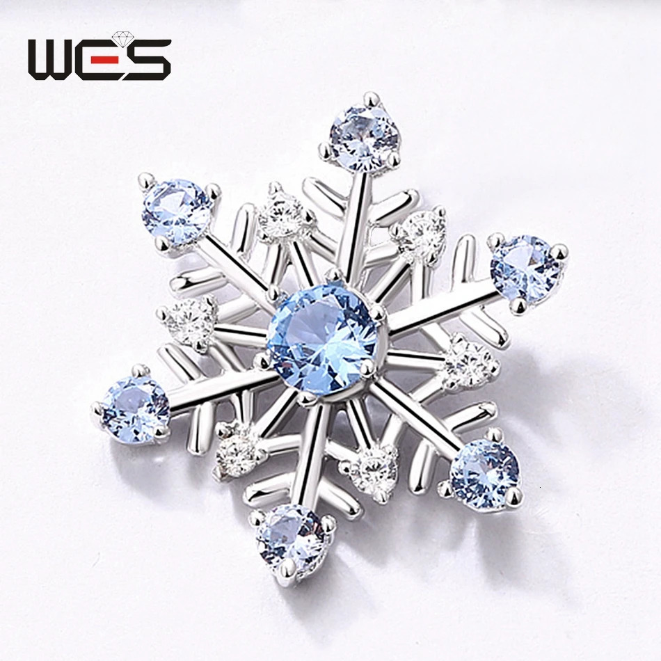 WES 925 sterling silver sapphire 3A Zicron snowflake stud earrings suitable for women exquisite jewelry Christmas party gifts fashionable engagement 2