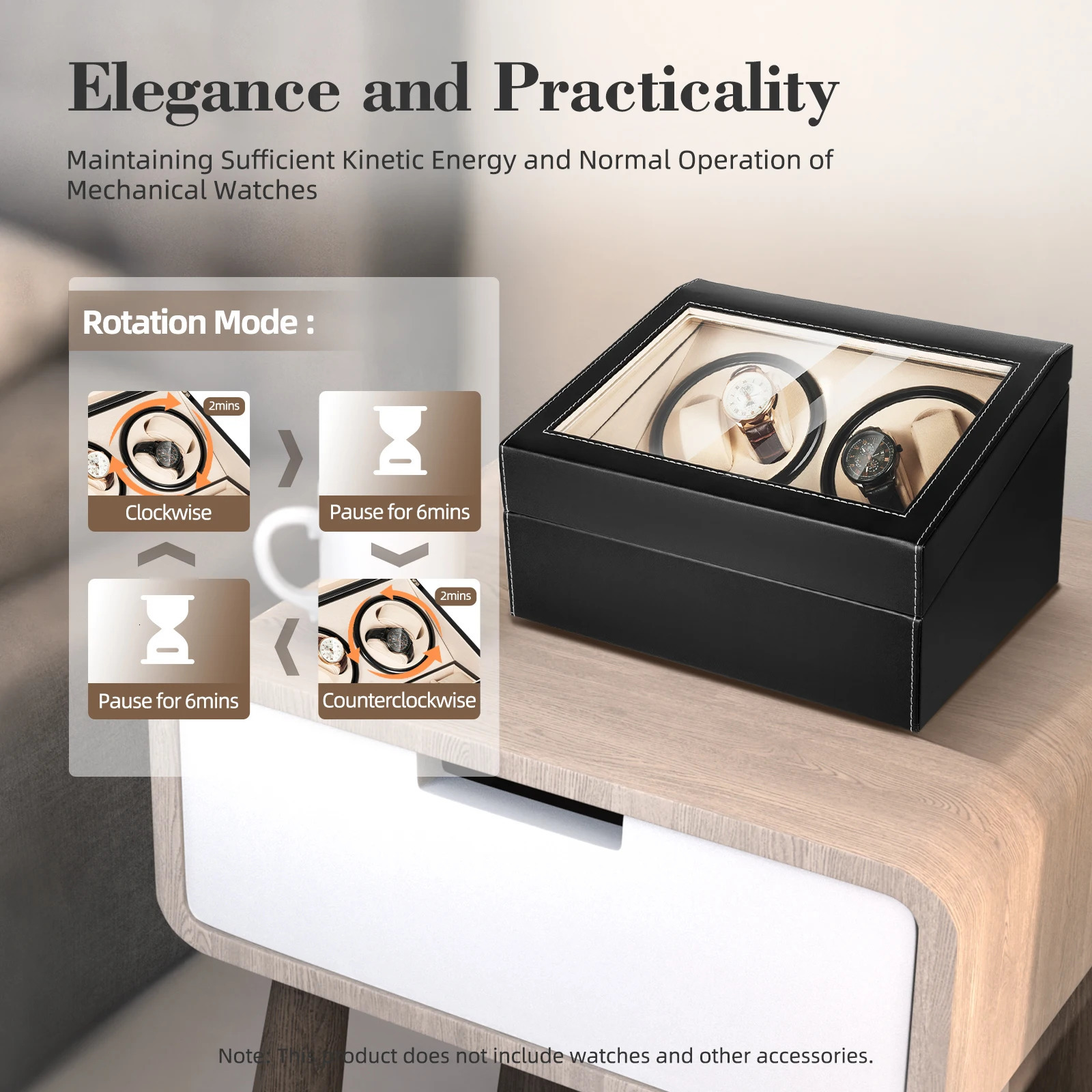 Four automatic watch boxes with 6 flexible watch pillows luxurious PU leather storage box fashionable home accessories 241018