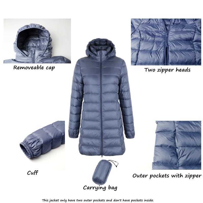 NewBang Plus 8XL 7XL Ladies Coats Long Winter Hat Detachable Down Jacket Ultra Light Down Jacket Women Hooded Female Warm CoatX241019