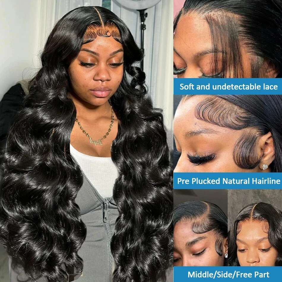 Inch x Density Transparent HD Lace Frontal Body Wave Wigs Human Hair Remy Front Wig For Black Women