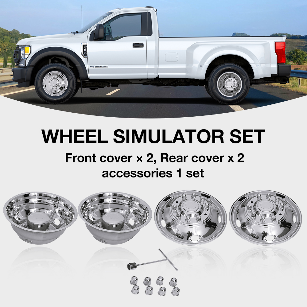 19.5" 10 Lug Wheel Simulators Stainless Steel Bolt Kit Hubcap Kit Fit for 2005-2021 Ford F450/F550,Ford Raptor 2WD Trunk Dually Wheel Cover