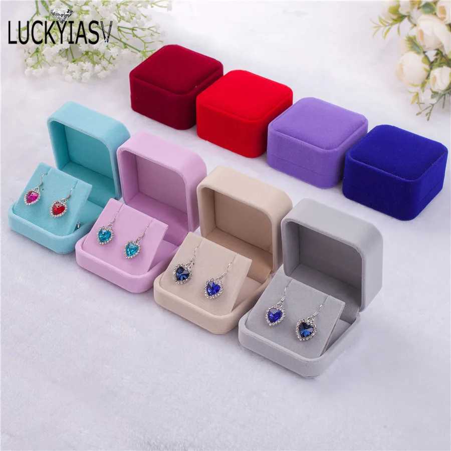 Velvet Jewelry Storage Box Earrings Pendant Jewelry Box Velvet Box Earrings Plastic Display Box 7 * 7 * 4cm W241019